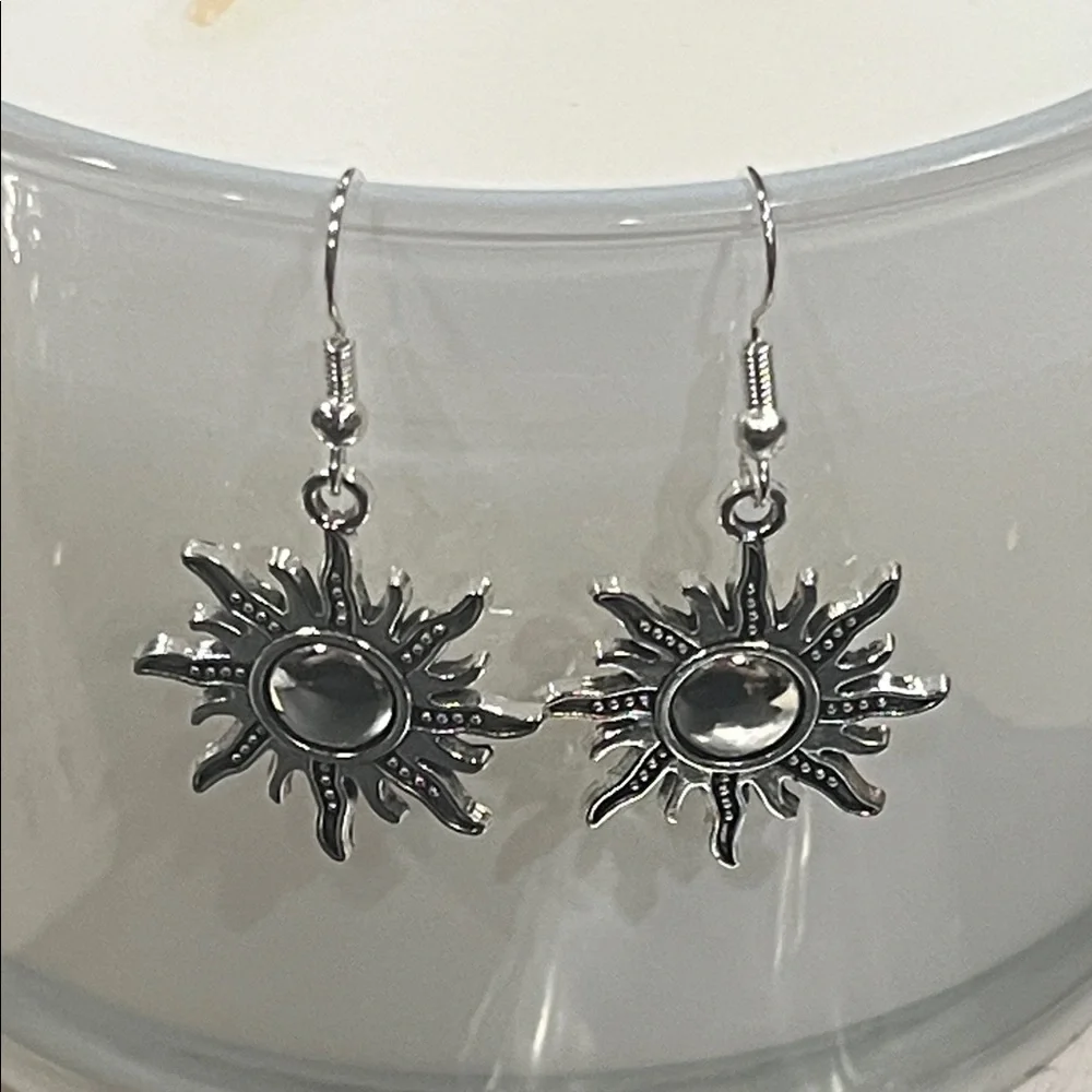 Silver Sunburst Earrings